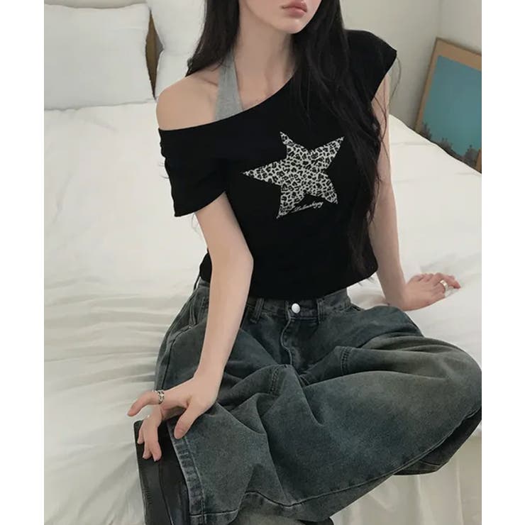 レオパードスタープリントワンショルダー半袖Tシャツ | VIVID LADY | 詳細画像8 
