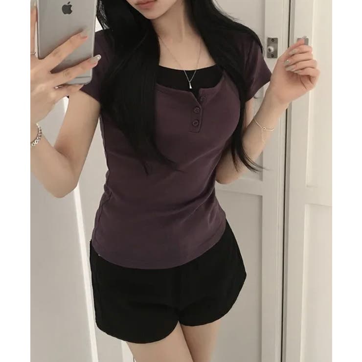レイヤード風 ヘンリーネック 半袖Ｔシャツ | VIVID LADY | 詳細画像11 