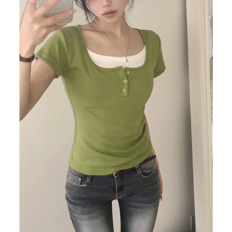 レイヤード風 ヘンリーネック 半袖Ｔシャツ | VIVID LADY | 詳細画像17 
