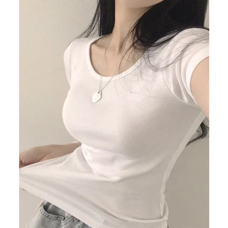 ベーシック スリムフィット Uネック 半袖Ｔシャツ | VIVID LADY | 詳細画像4 