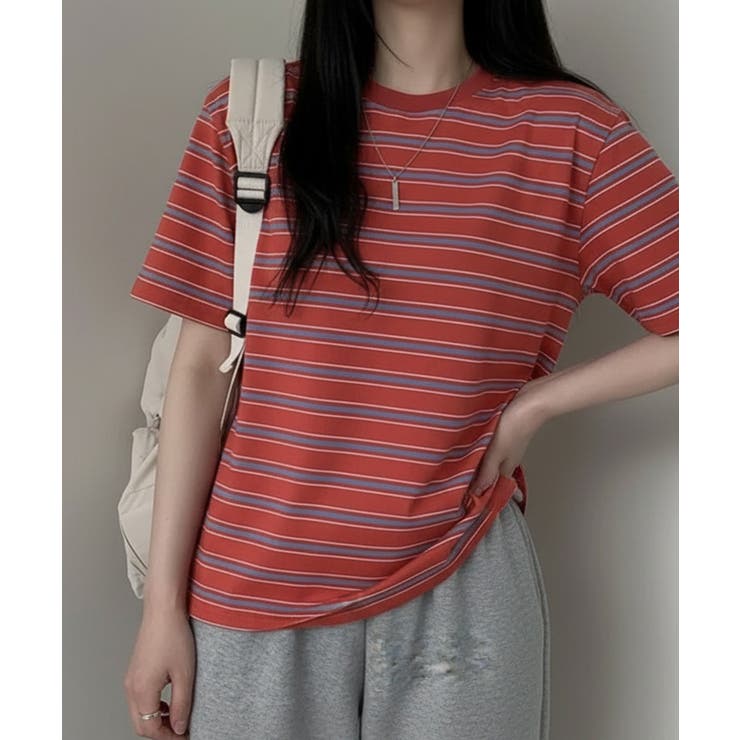 マルチボーダー オーバーサイズ半袖Tシャツ | VIVID LADY | 詳細画像10 