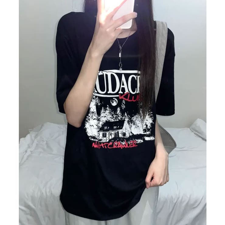 モノクロフォトプリント オーバーサイズ 半袖Tシャツ | VIVID LADY | 詳細画像10 