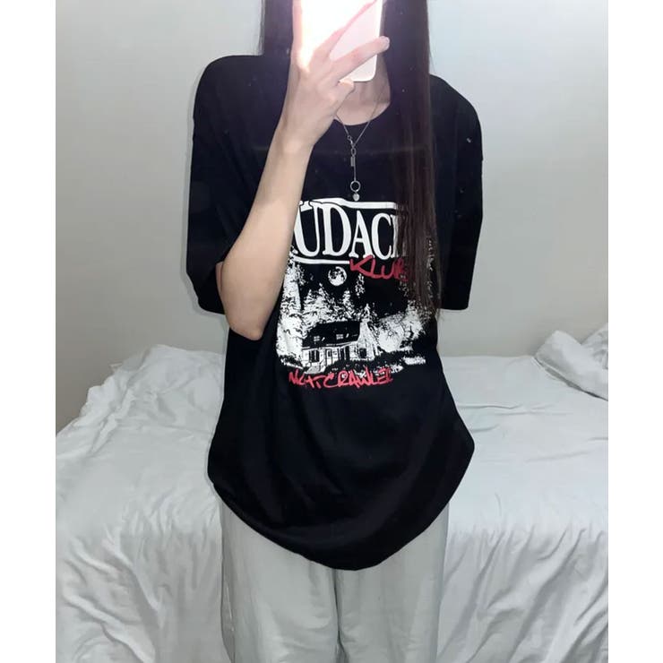 モノクロフォトプリント オーバーサイズ 半袖Tシャツ | VIVID LADY | 詳細画像11 