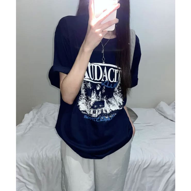 モノクロフォトプリント オーバーサイズ 半袖Tシャツ | VIVID LADY | 詳細画像2 