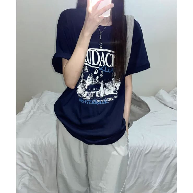 モノクロフォトプリント オーバーサイズ 半袖Tシャツ | VIVID LADY | 詳細画像4 