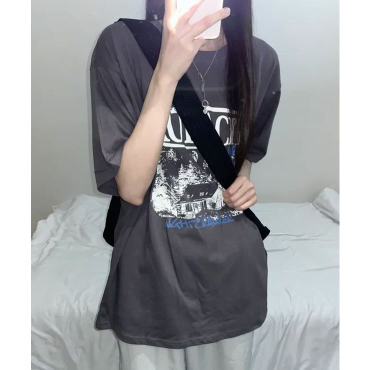 モノクロフォトプリント オーバーサイズ 半袖Tシャツ | VIVID LADY | 詳細画像6 