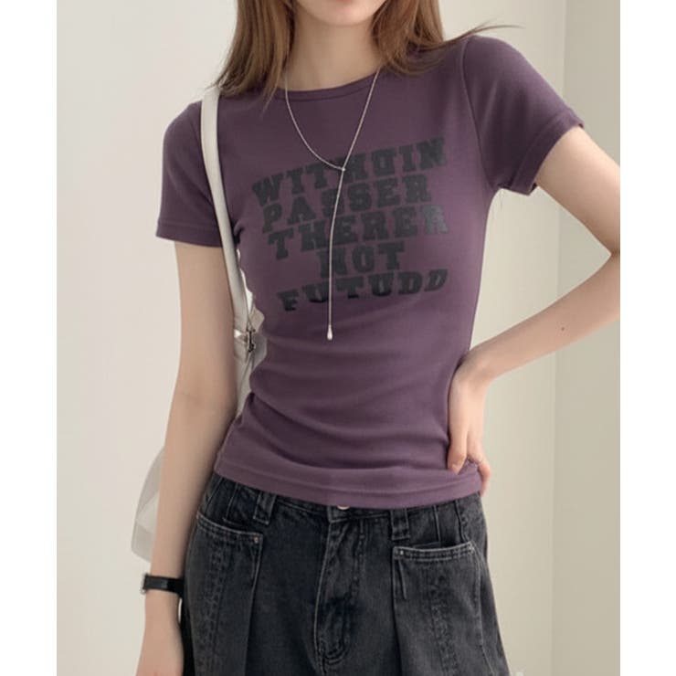 英字プリント スリムフィット 半袖Tシャツ | VIVID LADY | 詳細画像10 