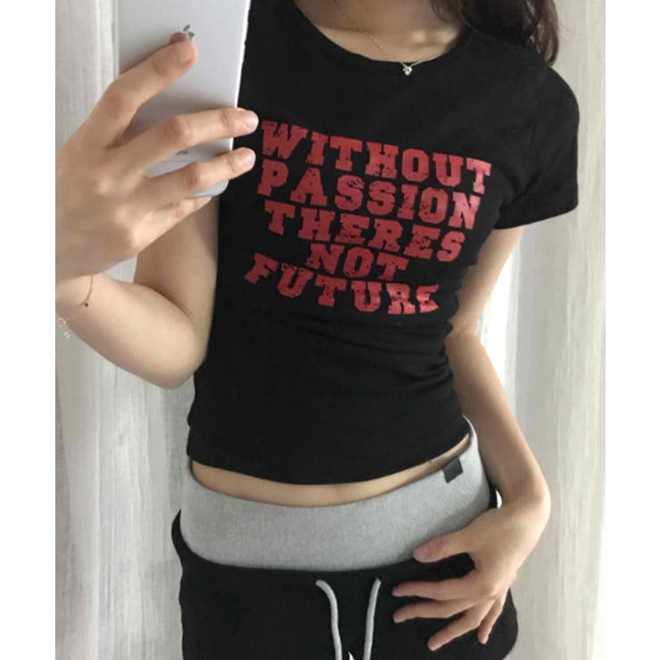 英字プリント スリムフィット 半袖Tシャツ | VIVID LADY | 詳細画像14 