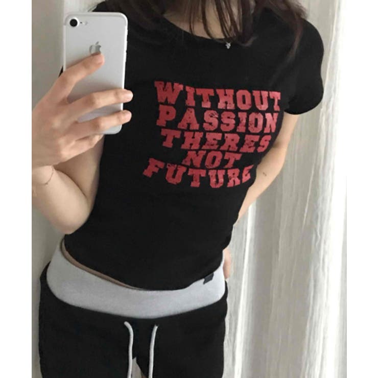 英字プリント スリムフィット 半袖Tシャツ | VIVID LADY | 詳細画像18 