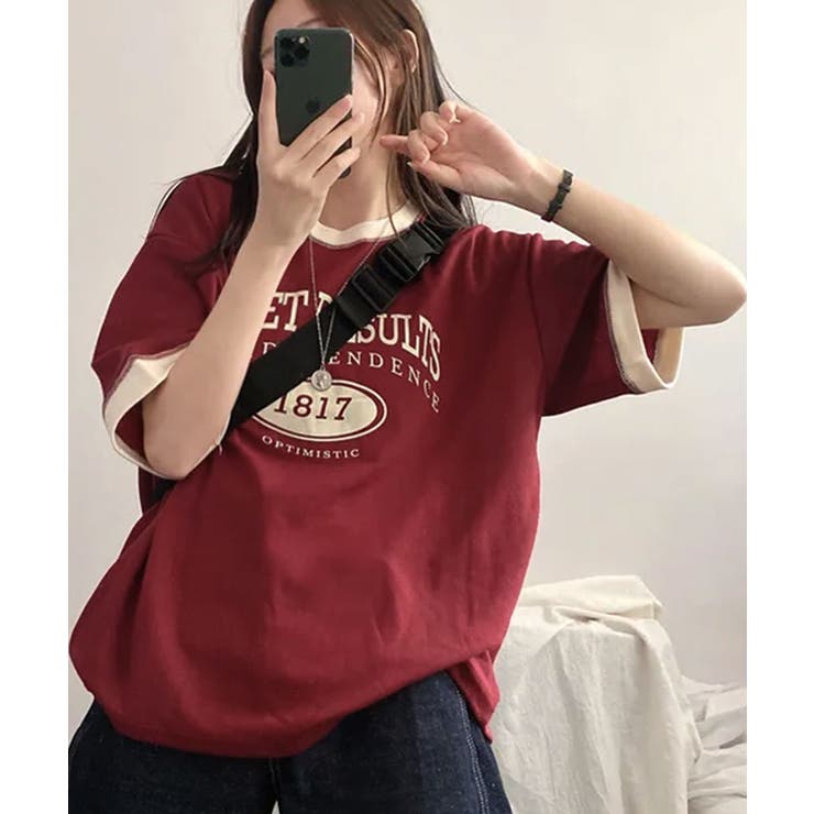 バイカラー カレッジロゴ オーバーTシャツ | VIVID LADY | 詳細画像2 
