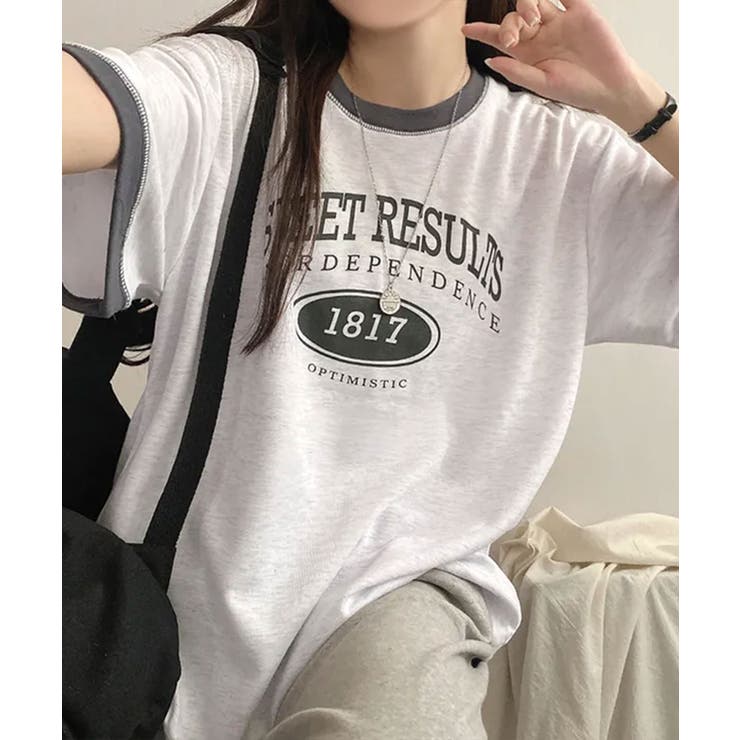 バイカラー カレッジロゴ オーバーTシャツ | VIVID LADY | 詳細画像5 