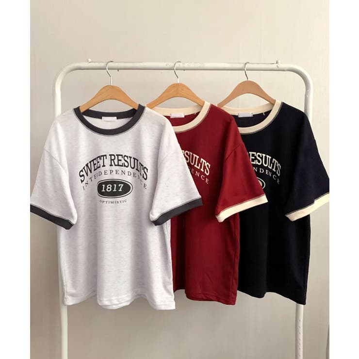 バイカラー カレッジロゴ オーバーTシャツ | VIVID LADY | 詳細画像13 