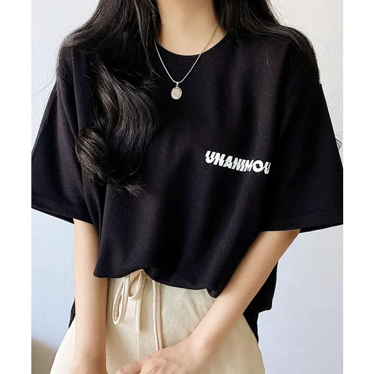 ブラック | バックロゴ オーバーサイズ 半袖Tシャツ | VIVID LADY