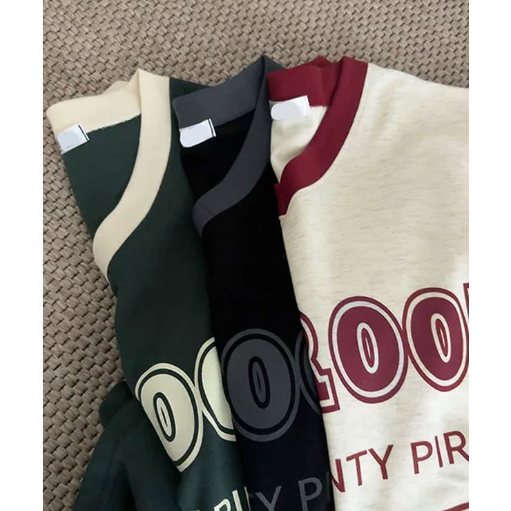 カレッジロゴ Vネック オーバーサイズ 半袖Tシャツ | VIVID LADY | 詳細画像13 