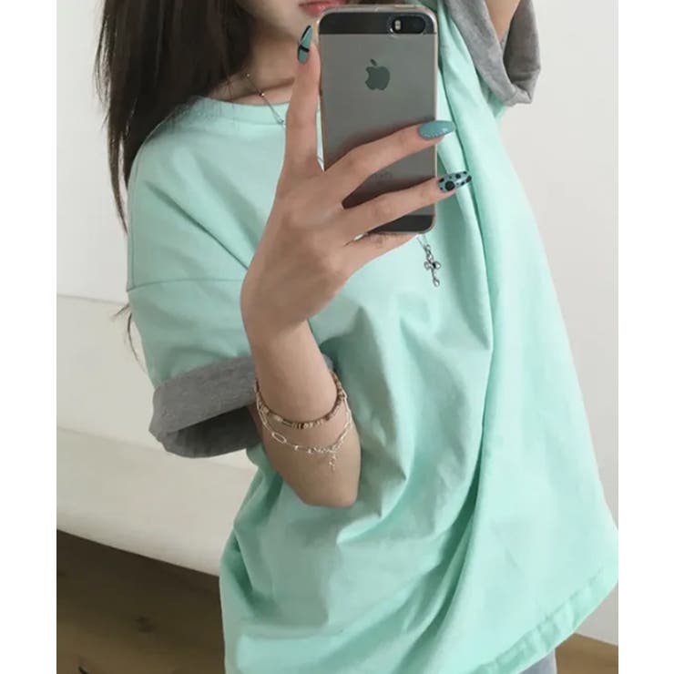 2WAY ロールアップバイカラー オーバーサイズ 半袖Tシャツ | VIVID LADY | 詳細画像4 