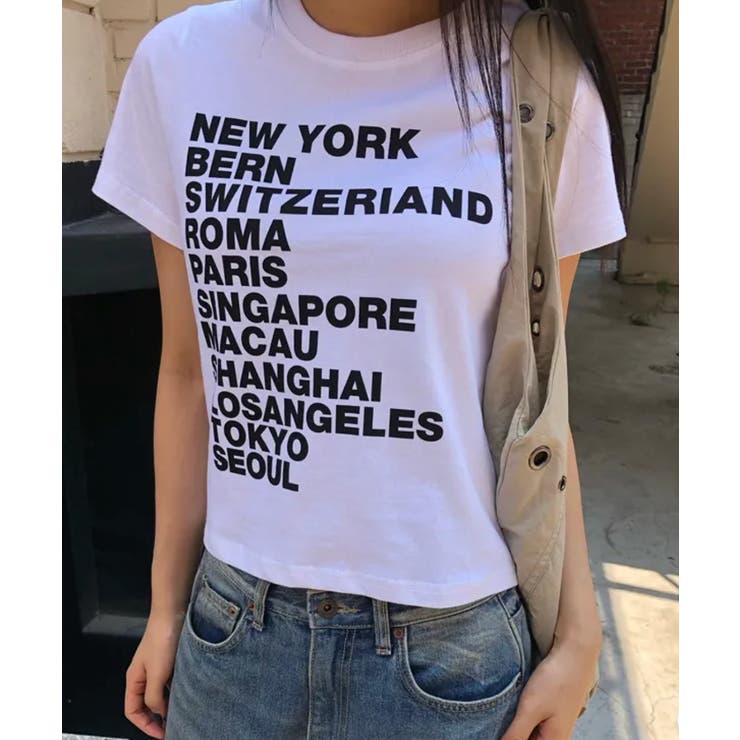 シティロゴプリント コットン半袖Tシャツ | VIVID LADY | 詳細画像7 