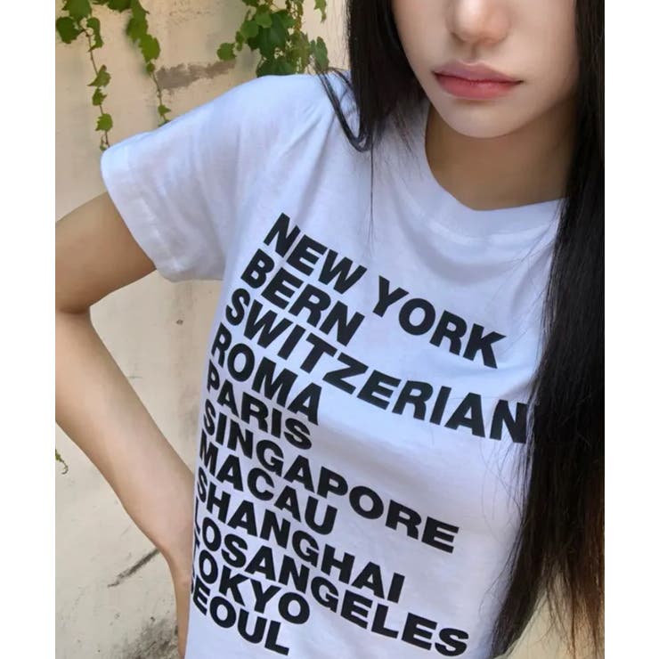 シティロゴプリント コットン半袖Tシャツ | VIVID LADY | 詳細画像9 
