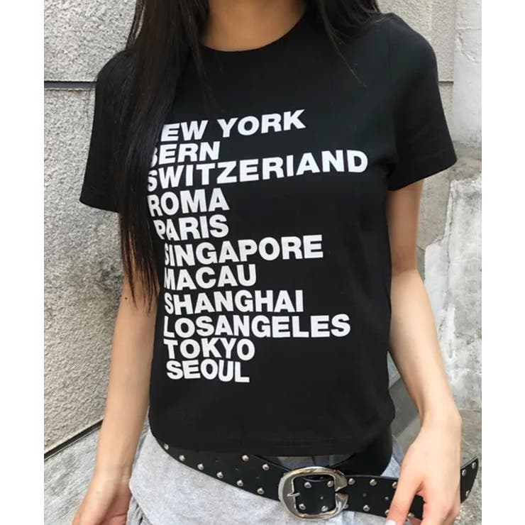 シティロゴプリント コットン半袖Tシャツ | VIVID LADY | 詳細画像3 