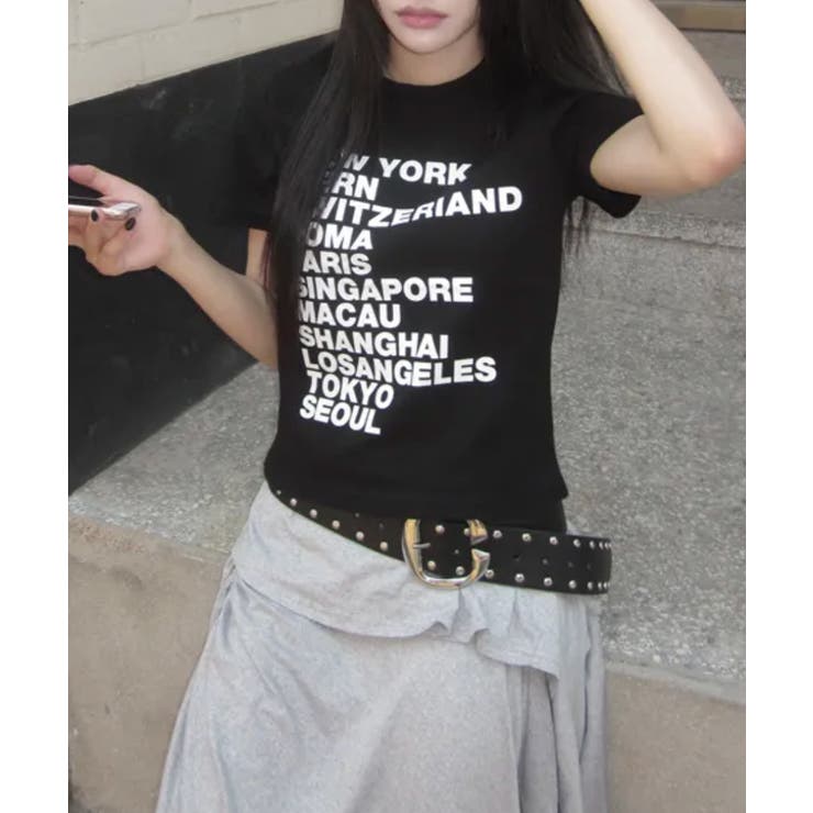 シティロゴプリント コットン半袖Tシャツ | VIVID LADY | 詳細画像4 