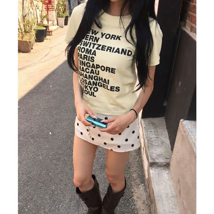 シティロゴプリント コットン半袖Tシャツ | VIVID LADY | 詳細画像18 