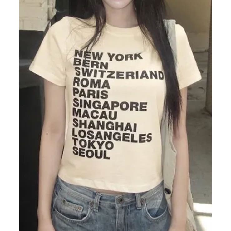 シティロゴプリント コットン半袖Tシャツ | VIVID LADY | 詳細画像19 