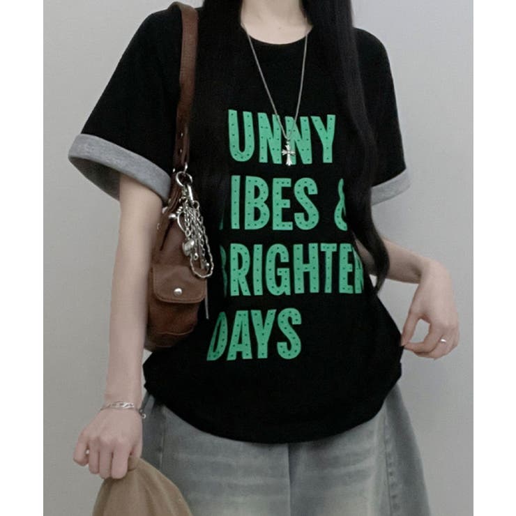 ブラック | レトロロゴ ボクシー半袖Tシャツ | VIVID LADY