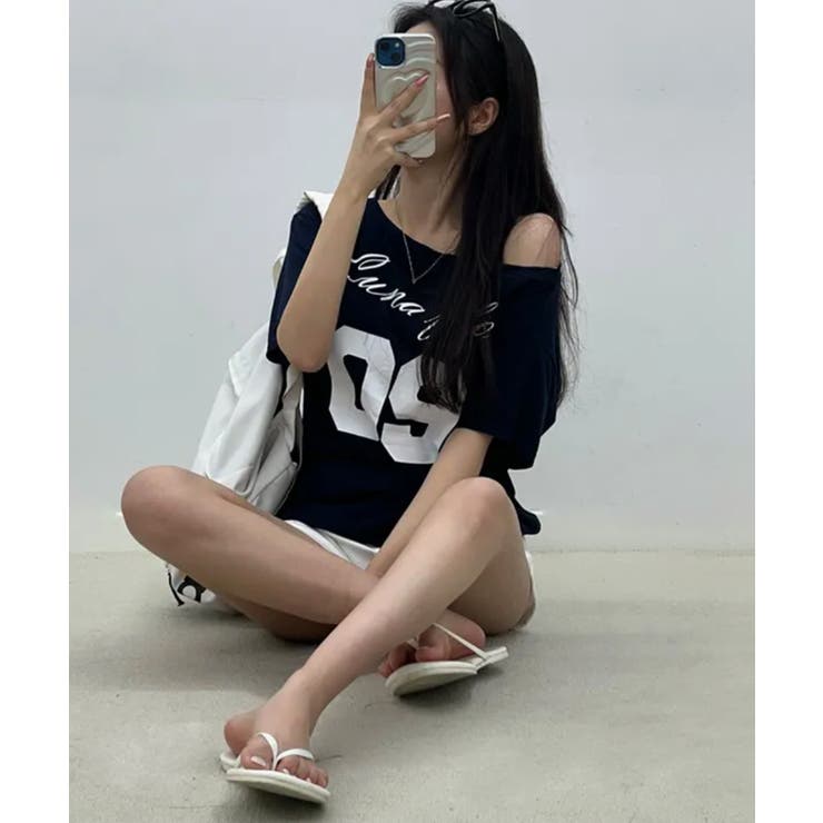 2WAY ボートネック オーバーフィット 半袖Tシャツ | VIVID LADY | 詳細画像15 