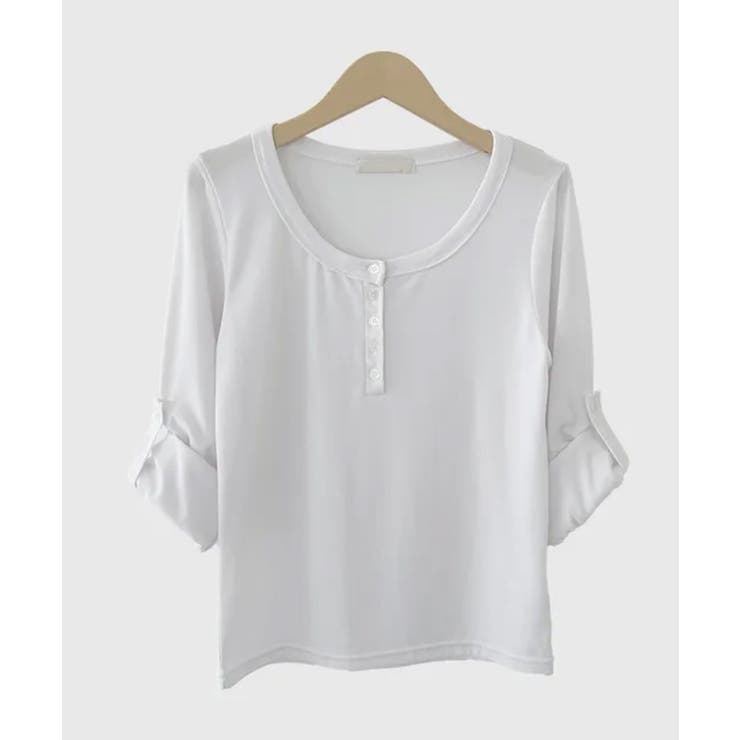 ロールアップスリーブ ヘンリーネックロングTシャツ | VIVID LADY | 詳細画像24 