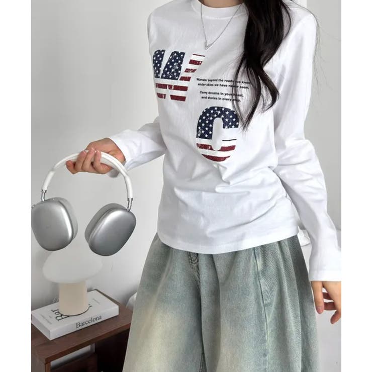 アメリカンロゴプリント ロングスリーブTシャツ | VIVID LADY | 詳細画像2 