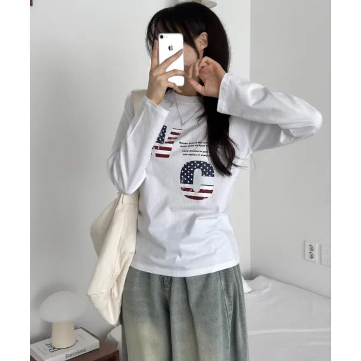 アメリカンロゴプリント ロングスリーブTシャツ | VIVID LADY | 詳細画像4 