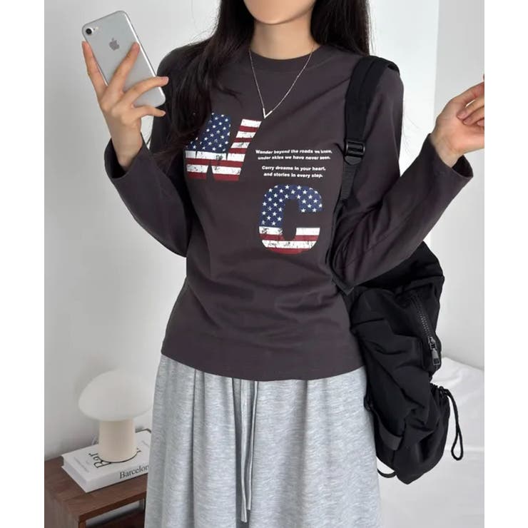 アメリカンロゴプリント ロングスリーブTシャツ | VIVID LADY | 詳細画像12 