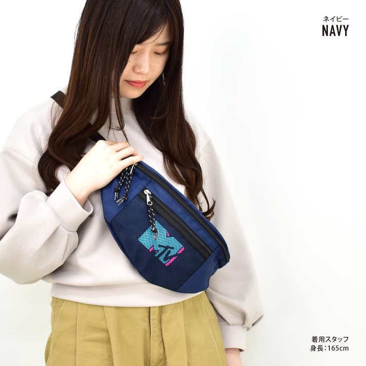 エムティービー ウェストバッグ ウェストポーチ レディース 女子 大人ファスナー 大容量 ナイロン メッシュポケット 大きめ カジュアル