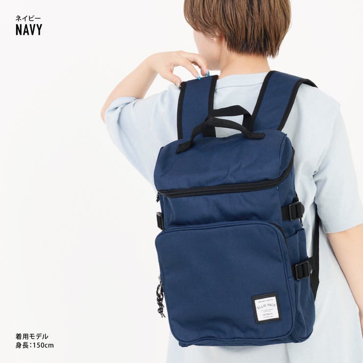 エリー リュック スクエア ボックス型 マチ 大きい レディース 女子 A4対応 フロントポケット 背面ファスナー カジュアル ストリート