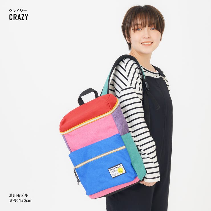 スマイル リュック スクエア ボックス型 マチ 大きい レディース 女子 カジュアル ストリート A4対応 ファスナー シンプル 小さめ 通勤 通学 旅行 大人 大学生 高校生 中学生 リュックサック バックパック メンズ 男子 ブランド 人気 おしゃれ かわいい かばん カバン 黒