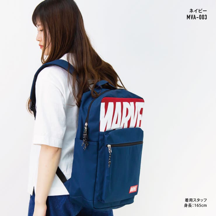 マーベル リュック スクエア ボックス型 マチ 大きい レディース 女子 A4対応 ロゴ カジュアル ストリート