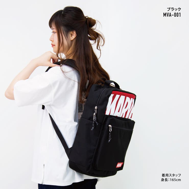 マーベル リュック スクエア ボックス型 マチ 大きい レディース 女子 A4対応 ロゴ カジュアル ストリート