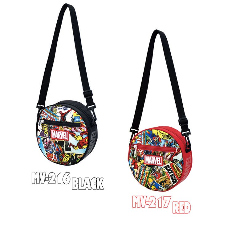 マーベルMARVELコミック柄シリーズサークルショルダーBAGBKRDポリナイロン通園遠足合皮学生トレンドかわいい定期入れICカードICOCAPiTAPAバッグアメコミ柄MV-216MV-217