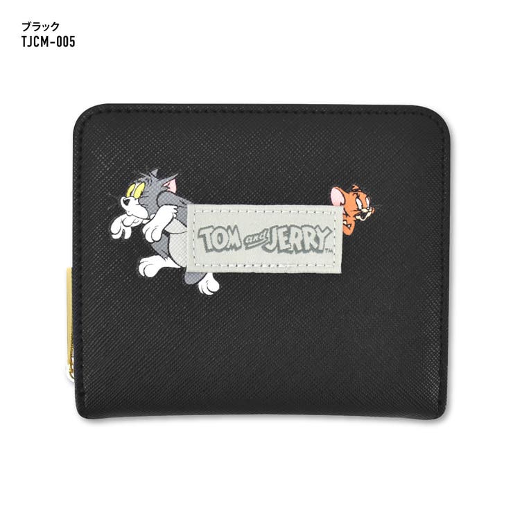 トムとジェリー 財布 折り財布 二つ折り財布 合皮 PUレザー お札 小銭入れ カードケース ファスナー ミニウォレット コンパクト