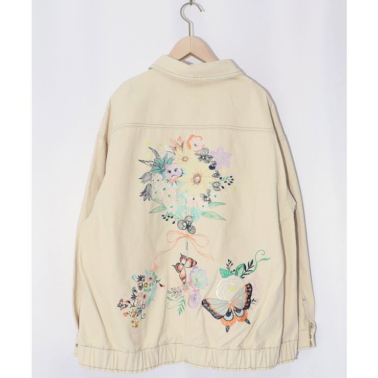 花蝶ブーケ刺繍 デニムジャケット[品番：SRSW0000001]｜ScoLar
