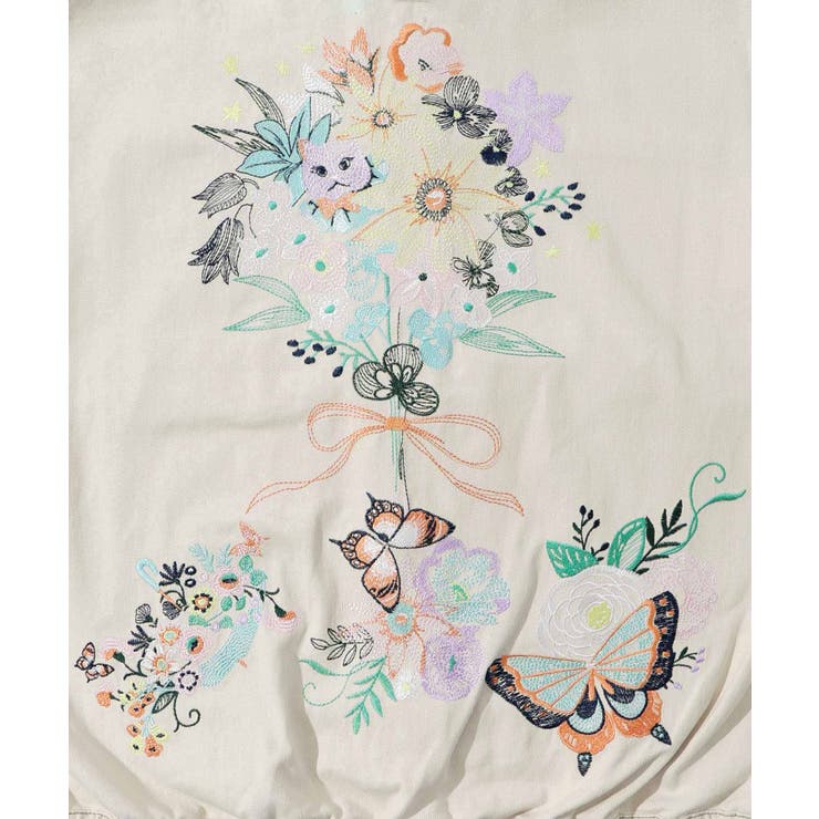 花蝶ブーケ刺繍 デニムジャケット[品番：SRSW0000001]｜ScoLar