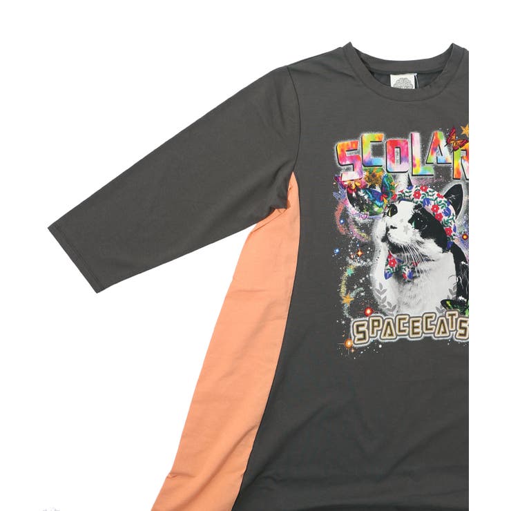 宇宙ネコ柄バイカラー切替ワンピース[品番：SRSW0000016]｜ScoLar