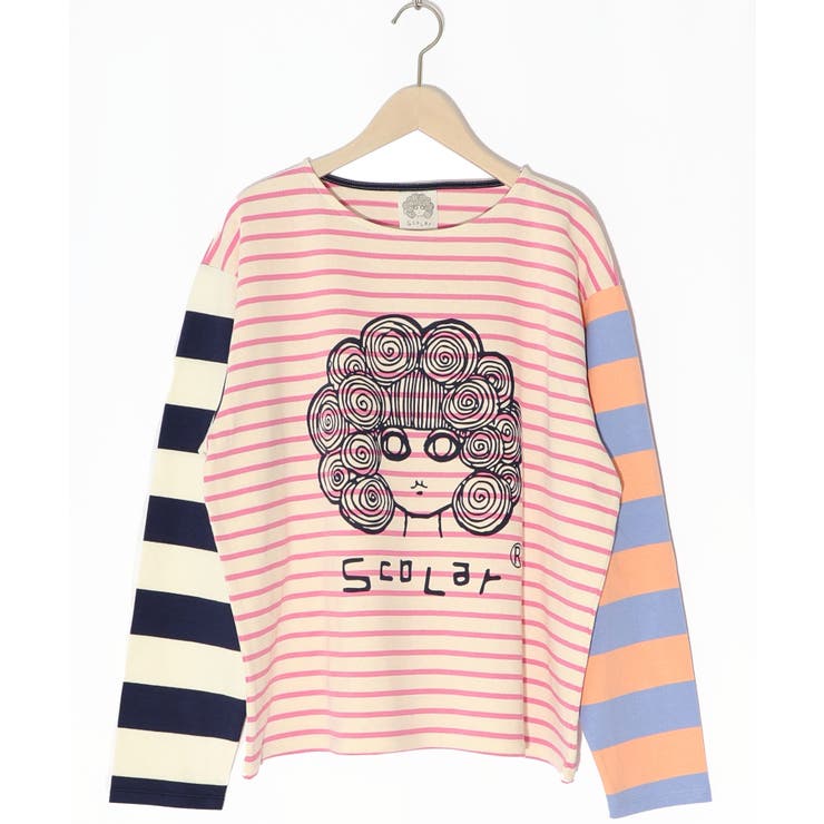 スカラーちゃんボーダー切替ロングスリーブTシャツ[品番：SRSW0000018 