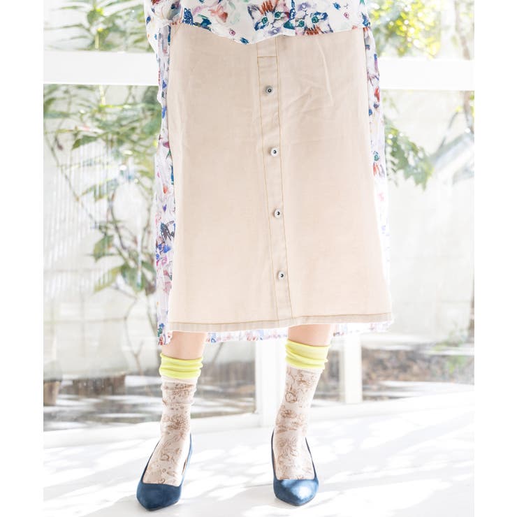 scolar スカラー　151627：蝶ネコ・小花柄 異素材切替プリーツスカート 151627：蝶ネコ・小花柄 異素材切替プリーツスカートの通販-ScoLar