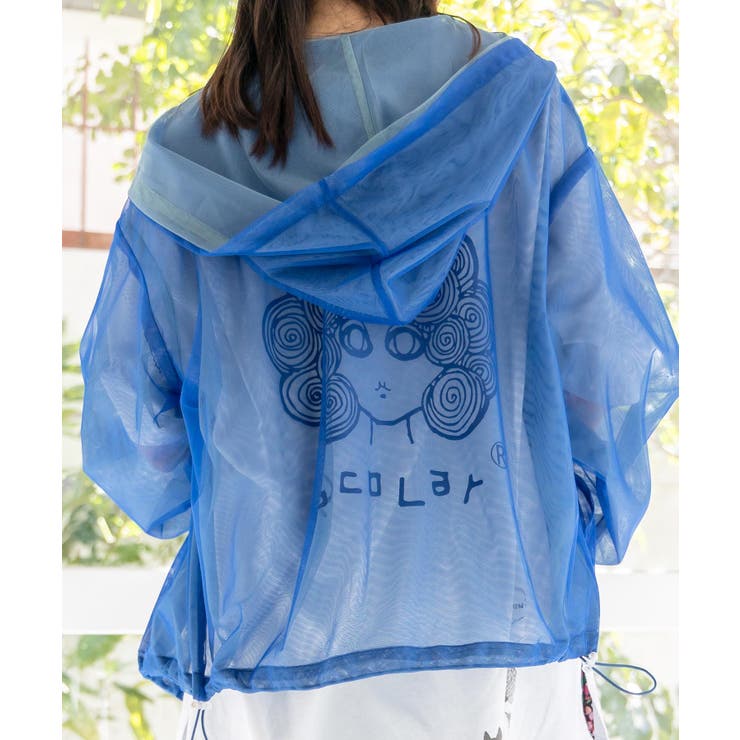 スカラー ScoLar バイカラーチュール重ね リバーシブルブルゾン