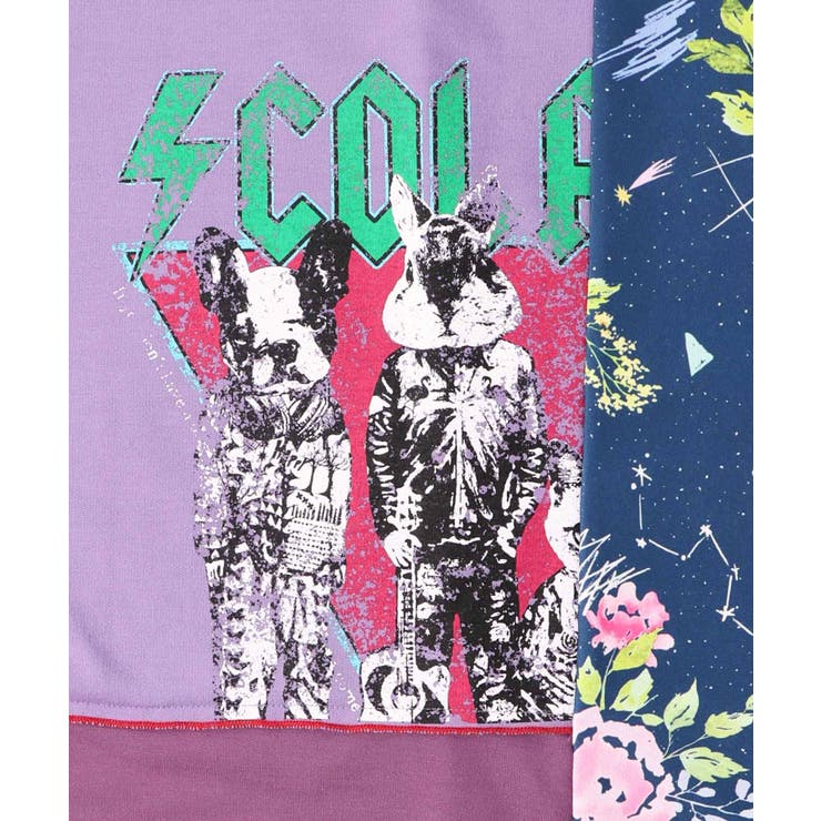 151640：ロック×花柄切替 パッチワーク風ワンピースの通販-ScoLar