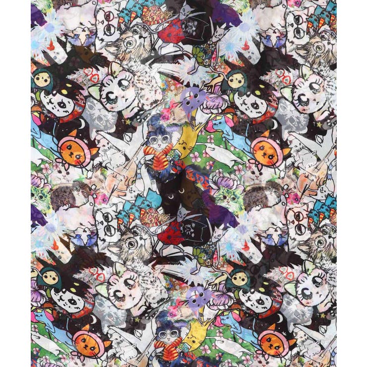 いろんなネコ・ヒョウ・メルヘン 3柄展開シフォンシャツ[品番