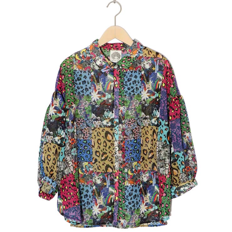 ScoLar - Scolar いろんなネコ・ヒョウ・メルヘン 3柄展開シフォンシャツ いろんなネコ・ヒョウ・メルヘン 3柄展開シフォンシャツ[品番