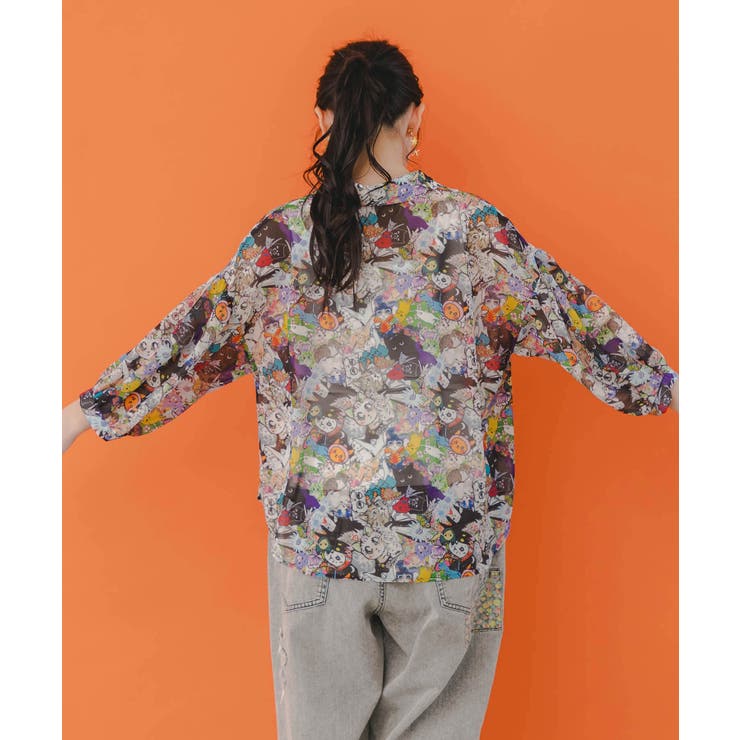 いろんなネコ・ヒョウ・メルヘン 3柄展開シフォンシャツ[品番