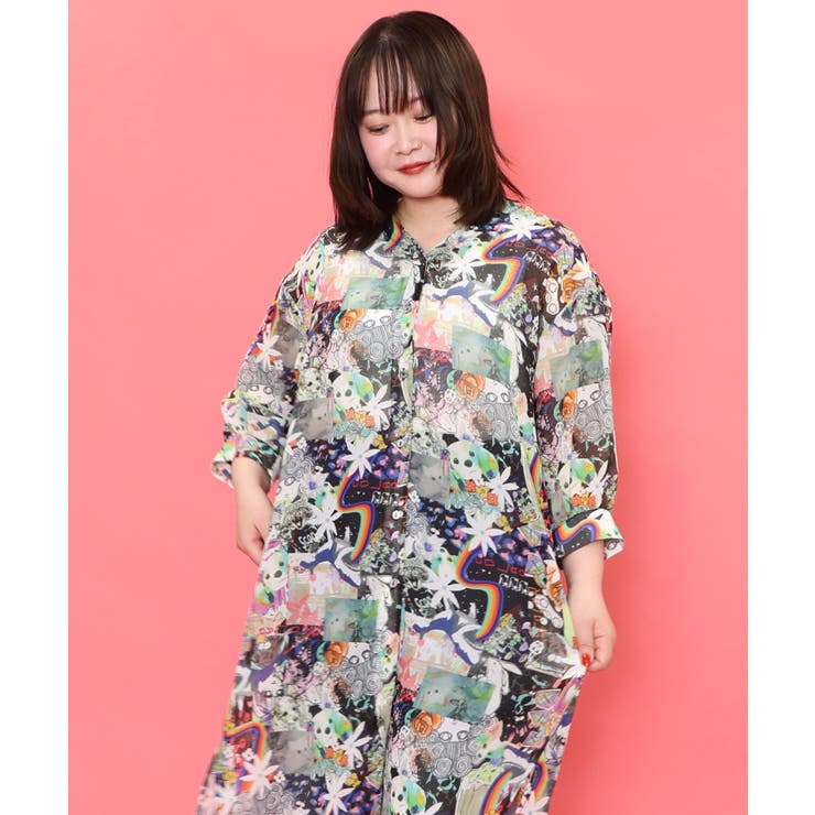 スカラーちゃんと花 2柄展開シフォンワンピース[品番