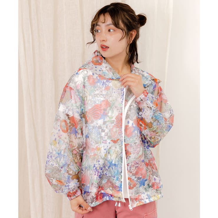 ScoLar♡花・アニマルスカラー 2柄展開メッシュパーカー　新品 花・アニマルスカラー 2柄展開メッシュパーカー[品番